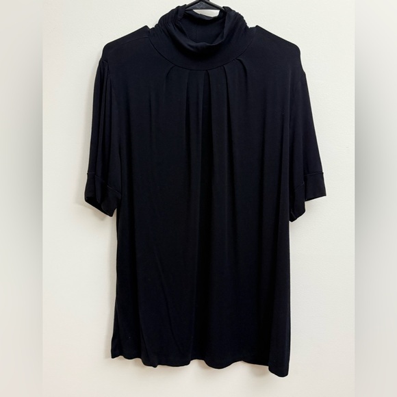 Apt. 9 Tops - {Apt 9 Essentials}-Size: 1X-Elegant Black Women's Mockneck Short Sleeve Top